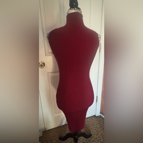 Sleeveless Red Ribbed Dress - Picture 3 of 3